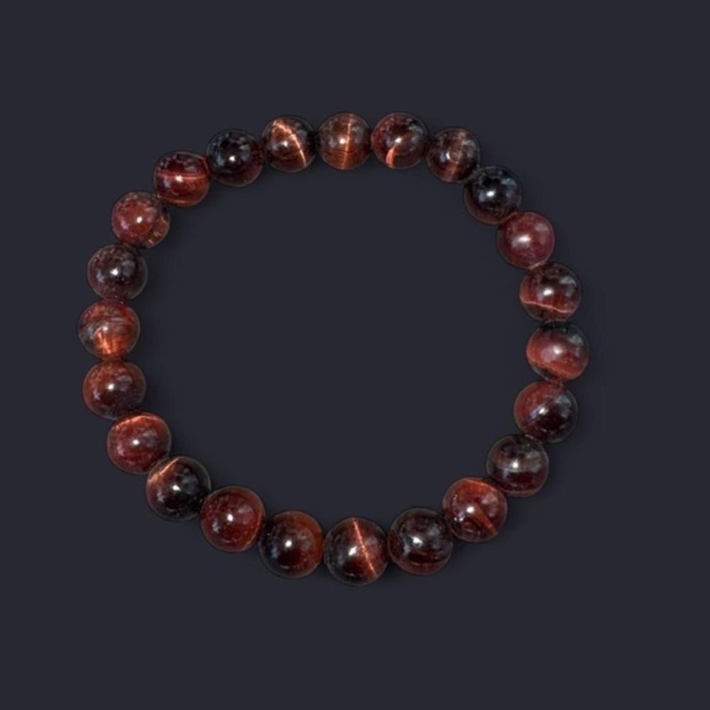 Red Tiger’s Eye Gemstone Bead Bracelet 8mm